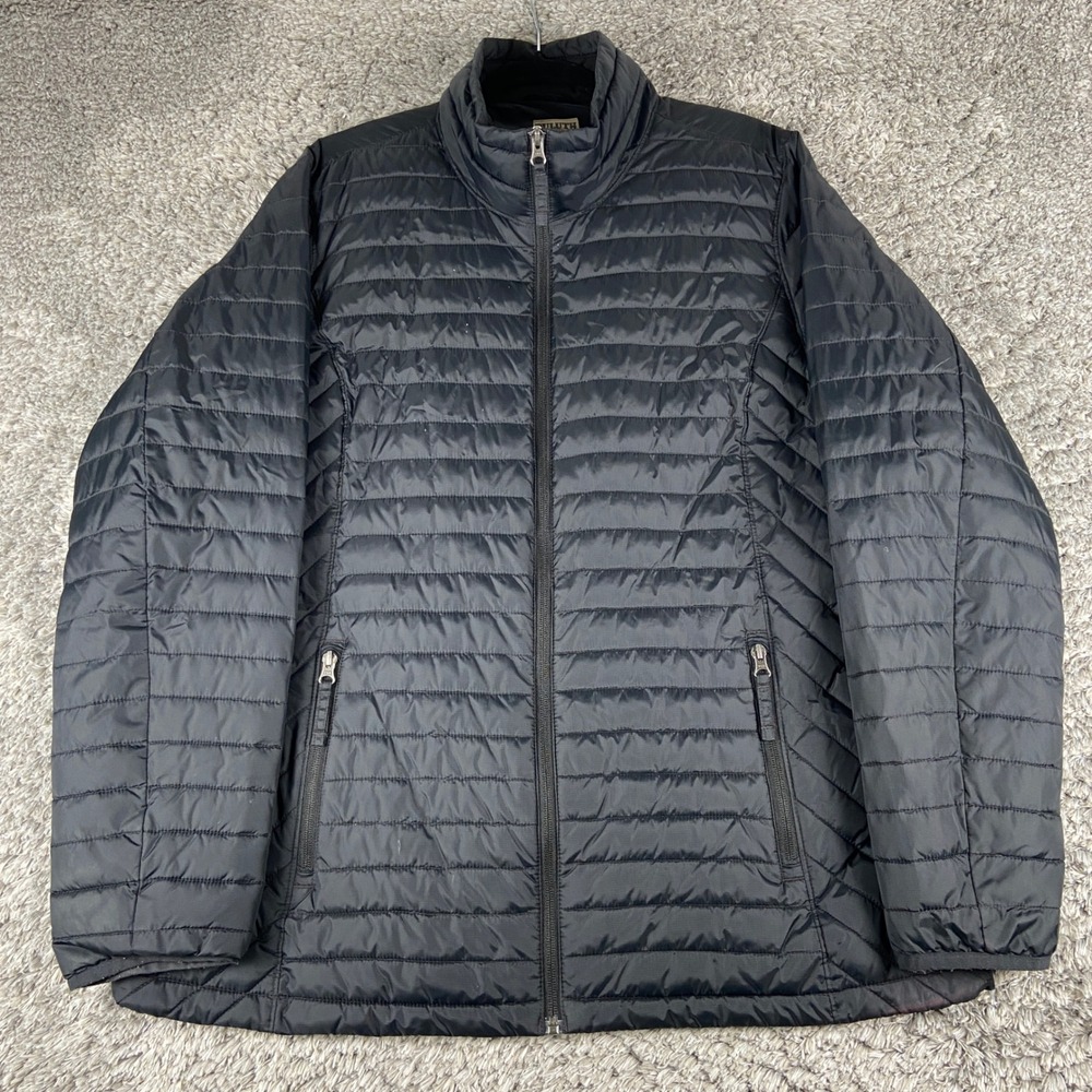 Duluth Trading Co Puffer Jacket Mens XL Black Quilted Mock Neck Ripstop Outdoors
